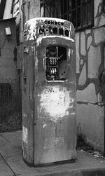 Close-up of telephone booth