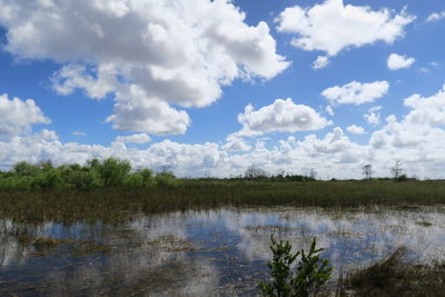 Scenic view of lake against sky