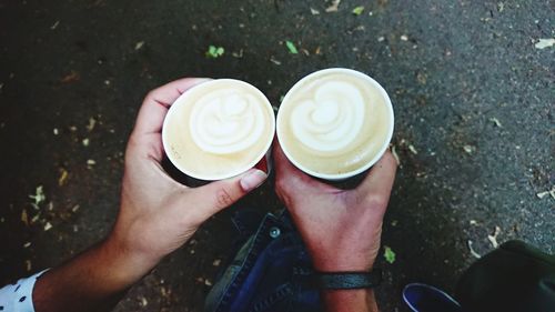 High angle view of coffee cup