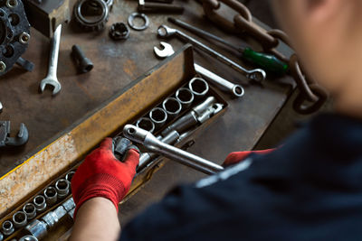 Midsection of woman working