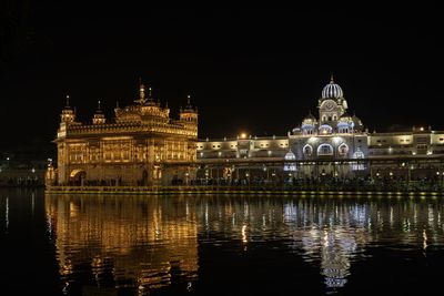 Illuminated buildings at night