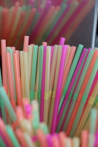 Close-up of multi colored pencils in store