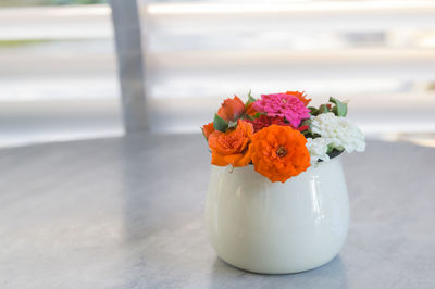 Close-up of flower bouquet on table