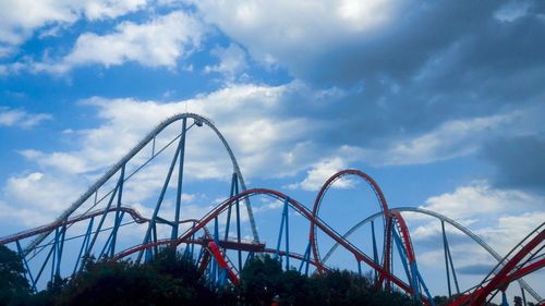 Low angle view of rollercoaster against sky