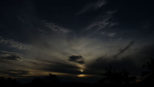 Silhouette of trees against cloudy sky