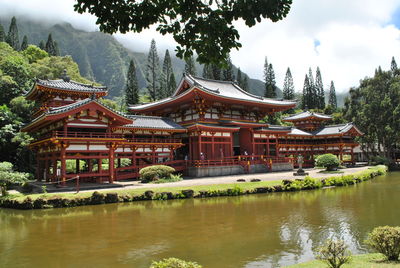 Temple by lake