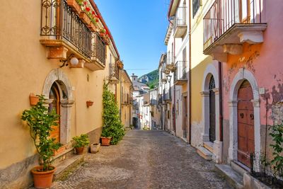 A narrow street of cansano, a mountain village in abruzzo, italy.