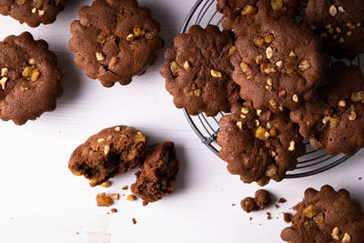 High angle view of cookies