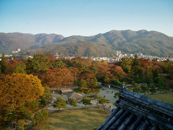 Scenic view of mountains against clear sky