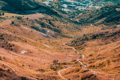 High angle view of road passing through landscape