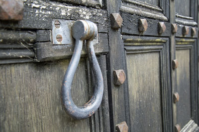 Close-up of rusty metal door