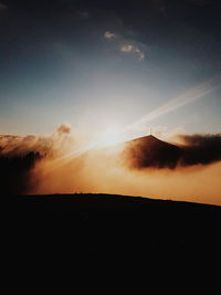 Scenic view of silhouette landscape against sky during sunset