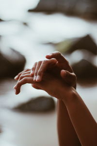 Close-up of woman hand