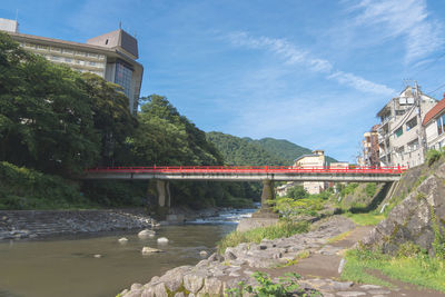 Bridge over river against sky