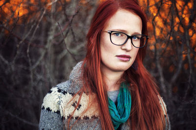 Portrait of a woman in a forest