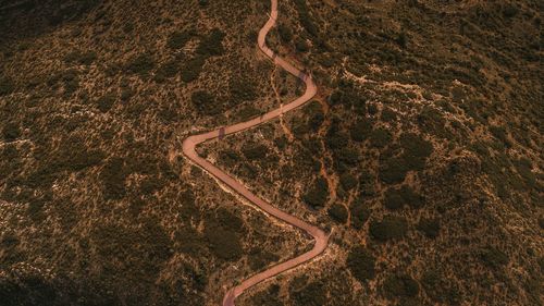 High angle view of road on land