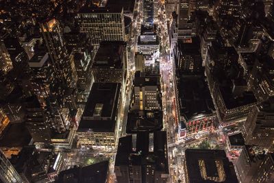 Elevated view of city at night