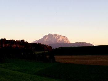 Scenic view of mountains against clear sky