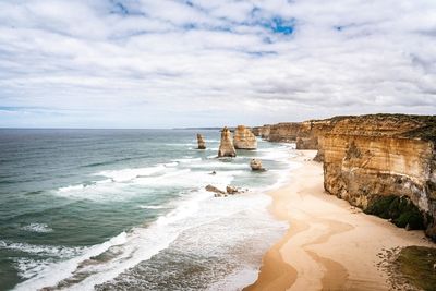 Scenic view of beach against sky