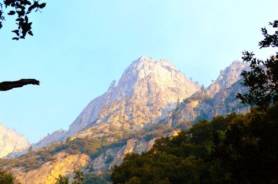 Scenic view of mountains against clear sky