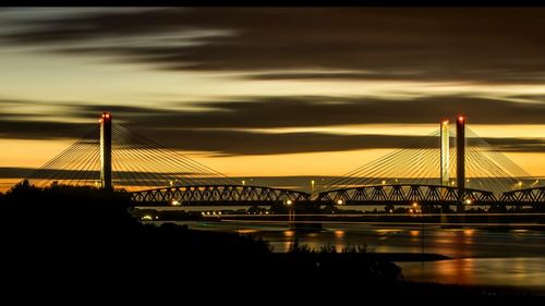 Suspension bridge over river