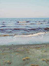 Scenic view of sea against clear sky