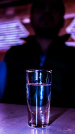 Close-up of beer in glass on table
