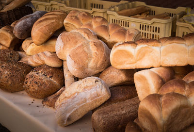 Close-up of fresh bread in store