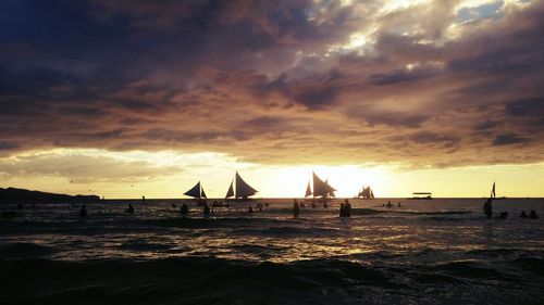 Scenic view of sea against cloudy sky