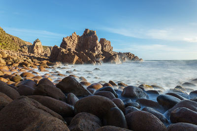 Scenic view of sea against clear sky