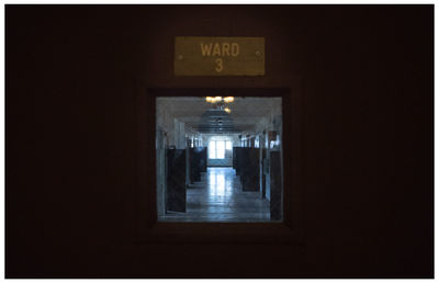 Illuminated entrance of building