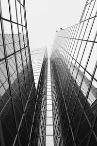 Low angle view of skyscrapers against clear sky