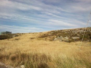 Scenic view of landscape against cloudy sky