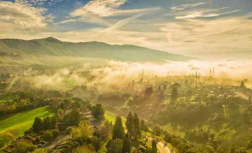 High angle view of landscape against sky