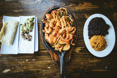 High angle view of food on table