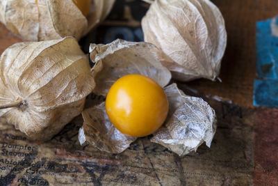 Close-up of fruits on table