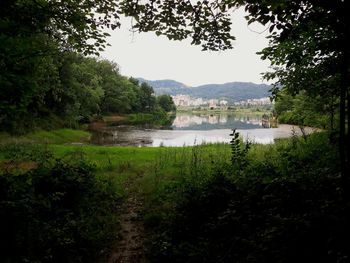 Scenic view of lake against sky