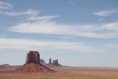 Rock formations on landscape against sky