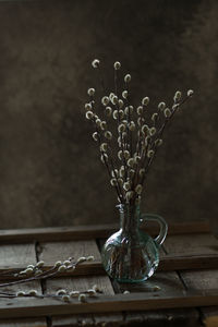 Close-up of decoration in container on table