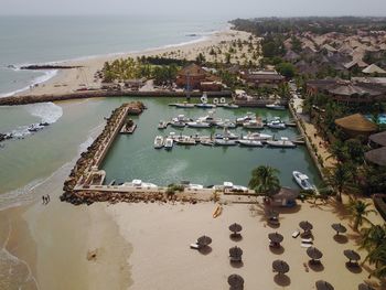 High angle view of beach against sky