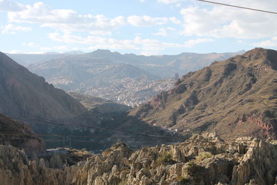 Panoramic view of mountains against sky