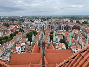 High angle view of townscape against sky