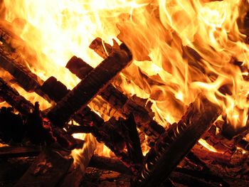 Close-up of bonfire at night