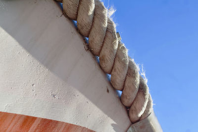 Low angle view of rope against blue sky