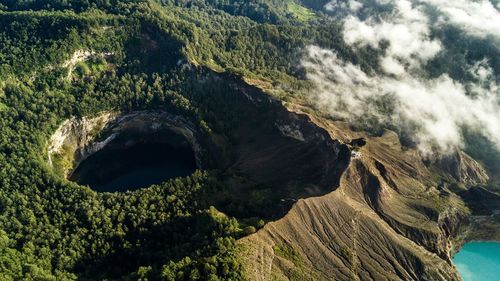 High angle view of sunlight falling on land