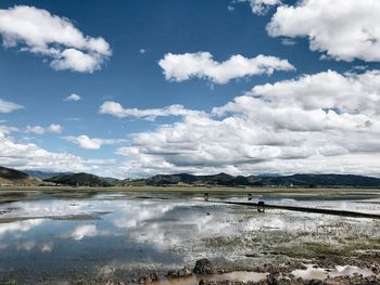 Scenic view of lake against sky