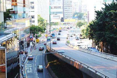 High angle view of traffic on city street
