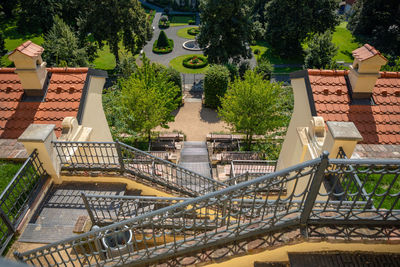 High angle view of staircase of building