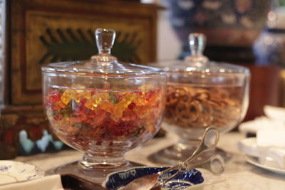 Close-up of drink in glass on table
