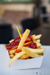 Close-up of food served on plate